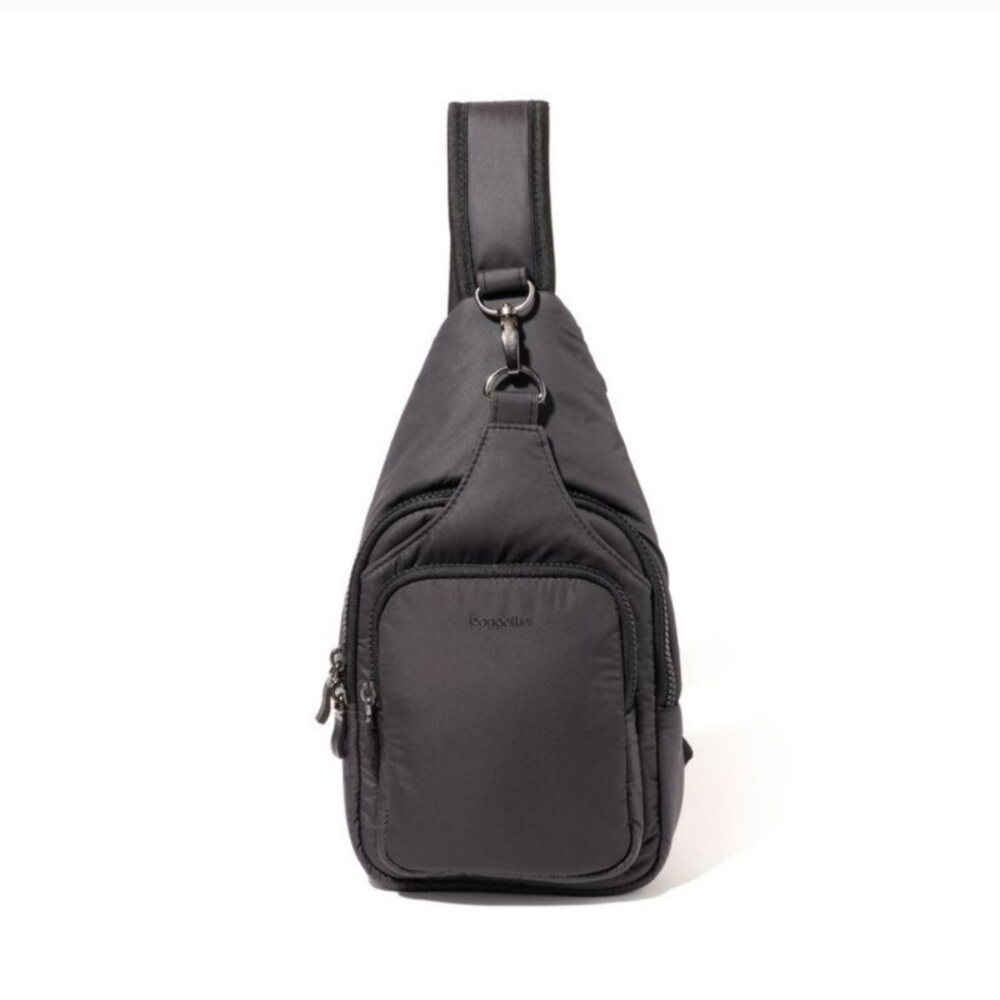 Baggallini Women's Central Park Sling Bag NWT In Black Smoke